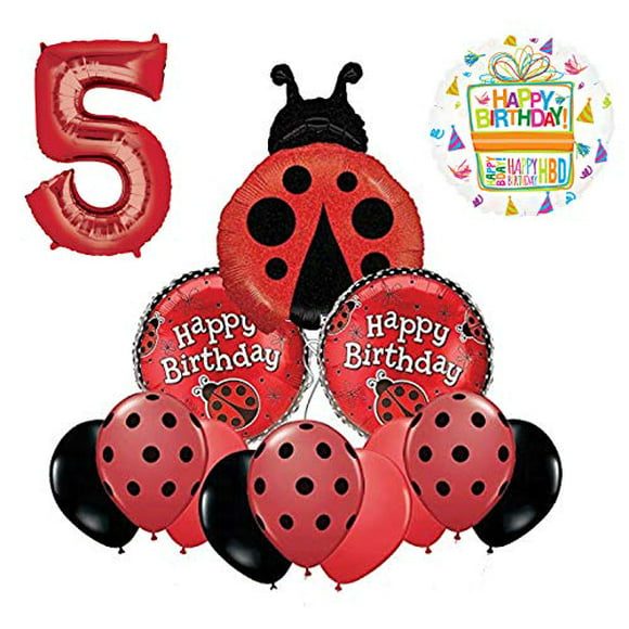 24 Pack Ladybug Aluminum Foil Balloons Set Happy Birthday Party Decoration Supplies for Ladybug Superhero Girl Kids 